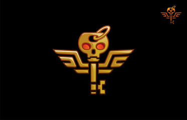 Totem logo, totem skull keys logo design inspiration, vector illustration