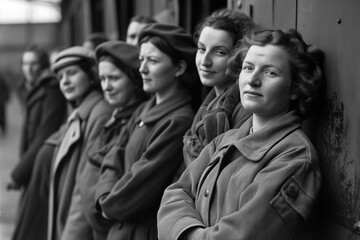 1940s Female Factory Workers in Line