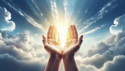 Palms open up to Receive Blessing or Worshipping with Faith in Religion - Presenting or Asking something from Above