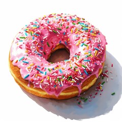 a pink donut with sprinkles