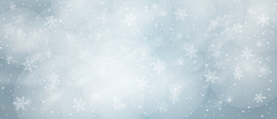 Grey snowflake background. Vector banner - obrazy, fototapety, plakaty
