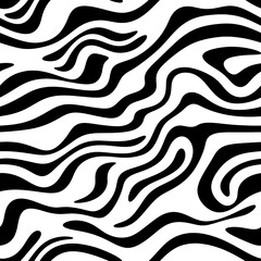Seamless isolated fluid black wavy lines pattern creating a dynamic and rhythmic design