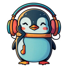 Obraz premium Penguin with Headset