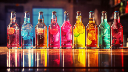 Colorful soda drinks lemonades and soft drinks - obrazy, fototapety, plakaty