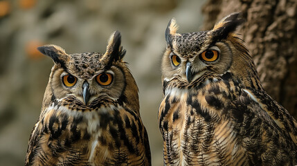 Two owls perched side by side.
