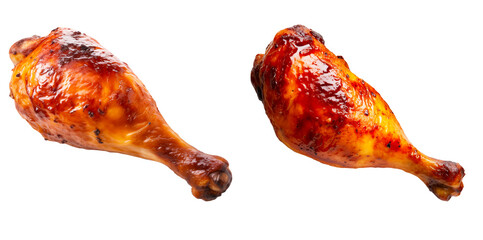set of grilled chicken legs on a transparent background