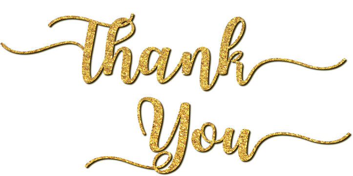 Thank you hand lettering in gold glitter