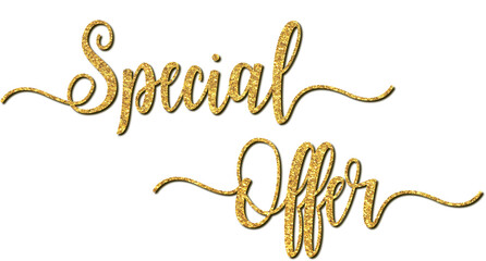 Special offer hand lettering in gold glitter - obrazy, fototapety, plakaty