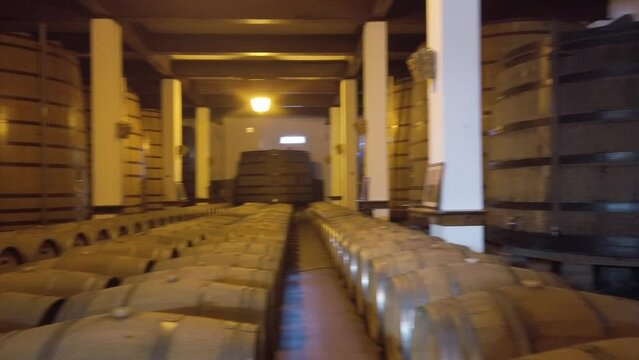 port wine cellar establishing shot