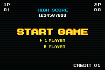Fototapeta premium START GAME 1 player .pixel art .8 bit game. retro game. for game assets in vector illustrations.