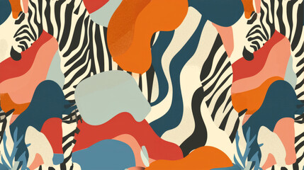 Fototapeta na wymiar Minimalist animal pattern. Creative abstract fauna print in vivid colors