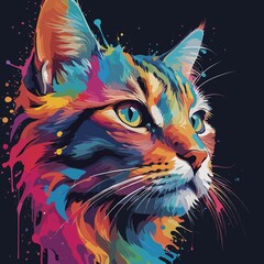 abstract colorful cat	

