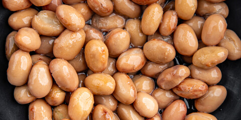 Beans borlotti boiled legume ready to eat healthy eating cooking appetizer meal food snack on the table copy space