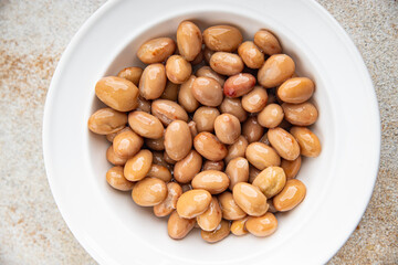 Beans borlotti boiled legume ready to eat healthy eating cooking appetizer meal food snack on the table copy space