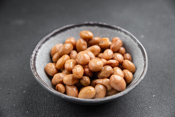 Beans borlotti boiled legume ready to eat healthy eating cooking appetizer meal food snack on the table copy space