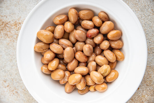 Beans borlotti boiled legume ready to eat healthy eating cooking appetizer meal food snack on the table copy space