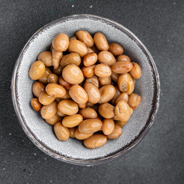 Beans borlotti boiled legume ready to eat healthy eating cooking appetizer meal food snack on the table copy space