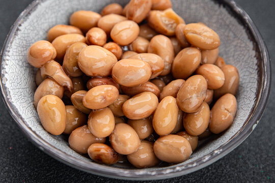 Beans borlotti boiled legume ready to eat healthy eating cooking appetizer meal food snack on the table copy space