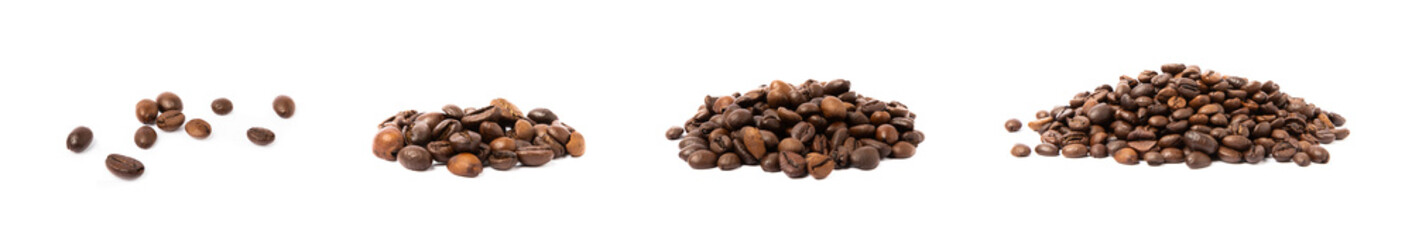 Coffee beans isolated on a white background.Aromatic invigorating drink.