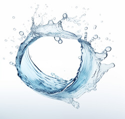 abstract realistic round shape blue water splash in circle isolated on white background
