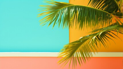 tropical breeze color palette, turquoise, lemon yellow, coral pink, palm green, 16:9