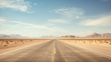 Endless road driving drives drive empty desert landscape - obrazy, fototapety, plakaty