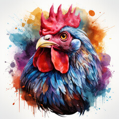 Fototapeta premium watercolor Chicken with Eggs clipart, Generative Ai