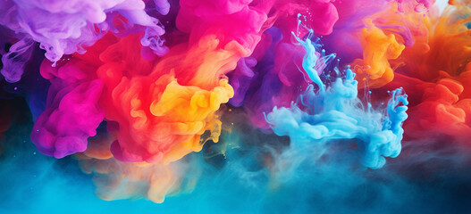 Fototapeta na wymiar close up of a bright colorful smudged holi color