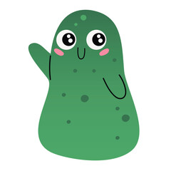 Cute green slime or jelly monster with adorable big eyes. Isolated vector illustration