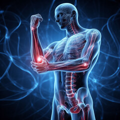 Pain and inflammation in human body joint 3d ai generated image