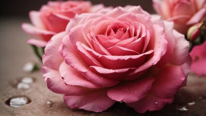 pink rose with water drops