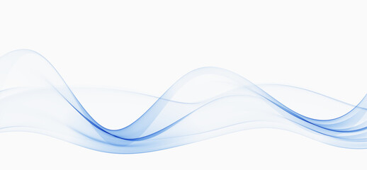 Abstract blue wave background, transparent wavy lines. A wave of blue smoke or liquid.