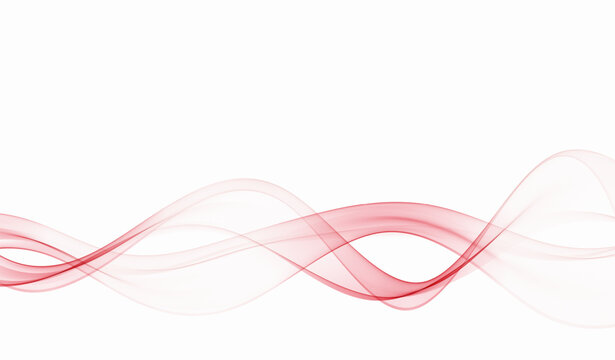 Abstract red wave background, transparent wavy lines. A wave of red smoke or liquid.