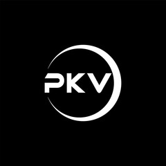 PKV letter logo design with black background in illustrator, cube logo, vector logo, modern alphabet font overlap style. calligraphy designs for logo, Poster, Invitation, etc.