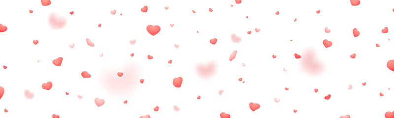 Falling confetti of red hearts on a transparent background, png and eps - obrazy, fototapety, plakaty