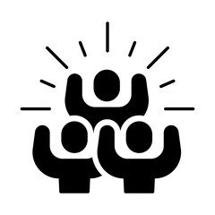Group happy people icon. Simple solid style. Active kid, joy, fun team, enjoy, fan, freedom concept. Black silhouette, glyph symbol. Vector illustration isolated.