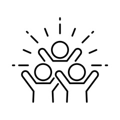 Group happy people icon. Simple outline style. Active kid, joy, fun team, enjoy, fan, freedom concept. Thin line symbol. Vector illustration isolated.