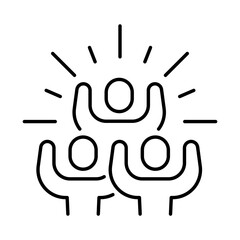 Group happy people icon. Simple outline style. Active kid, joy, fun team, enjoy, fan, freedom concept. Thin line symbol. Vector illustration isolated.