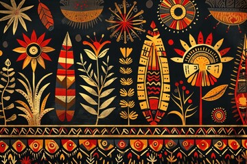 Traditional native design national pattern of papua new guinea - obrazy, fototapety, plakaty