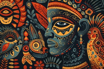 Naklejka premium Traditional native design national pattern of papua new guinea