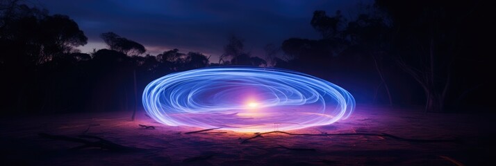Obraz premium at night a blue to violet disc in light painting