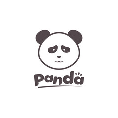 Cute Panda Silhouette Logo Template