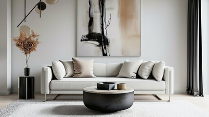 Minimalist Living Room with Modern Art


