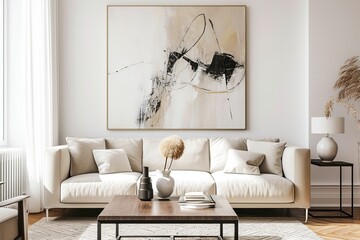 Minimalist Living Room with Modern Art  