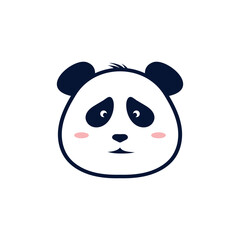 Cute Panda Silhouette Logo Template