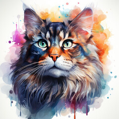 watercolor Cool Cat Magic clipart, Generative Ai