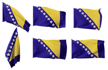 Large pictures of six different positions of the flag of Bosnia and Herzegovina