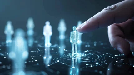 Fotobehang Human resources hologram, right employee for the right job, performance management, performance enhancement, employee selection, Personnel zoomed in with magnifying glass © Furkan