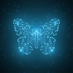 Circuit board in the shape of a butterfly.
