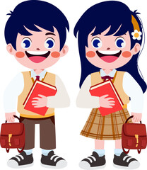 Happy cute children back to school